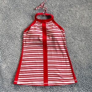 Lululemon Hip to be Zen Red/White Halter Tank Top Size 6